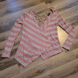 Wet Seal Striped Cardigan w/Crochet Back Sz S